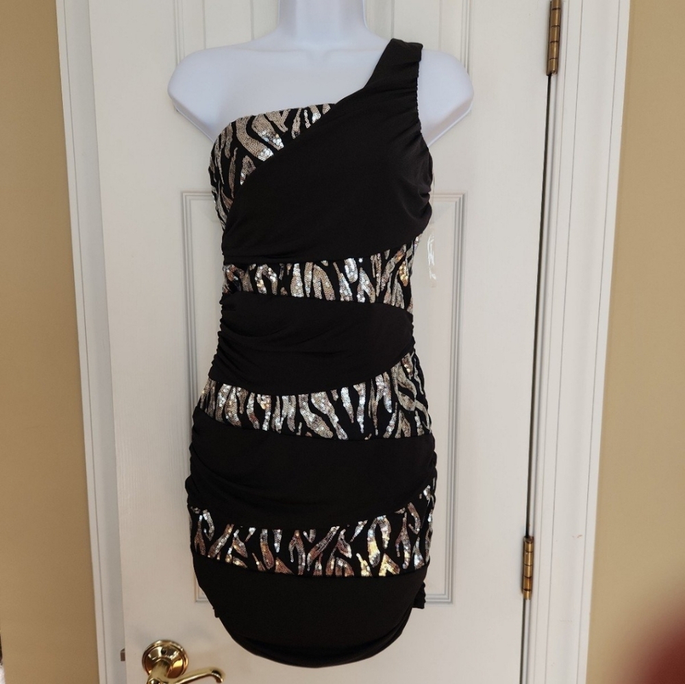 Zebra Sequined Cocktail Dress